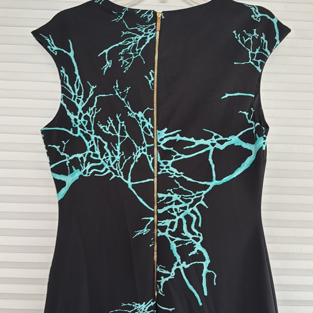 New York & Company Black and Blue Branch Print Midi Dress - Picture 4 of 5